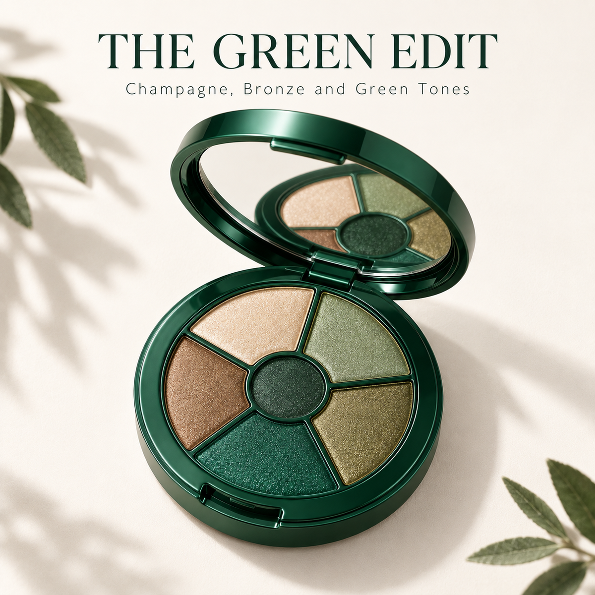 Rideinpocket 6-Shade Emerald Green Shimmer Eyeshadow Palette – Champagne Gold, Sage and Forest Green