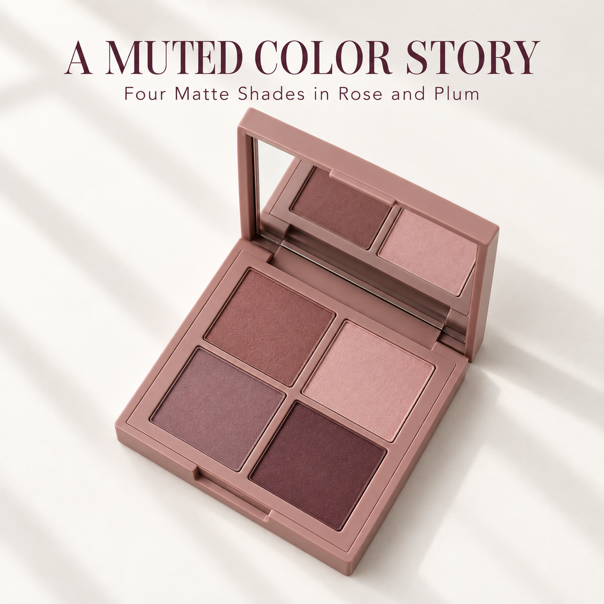 Rideinpocket 4-Shade Dusty Rose and Plum Matte Eyeshadow Palette – Soft Pink, Mauve and Deep Berry Tones