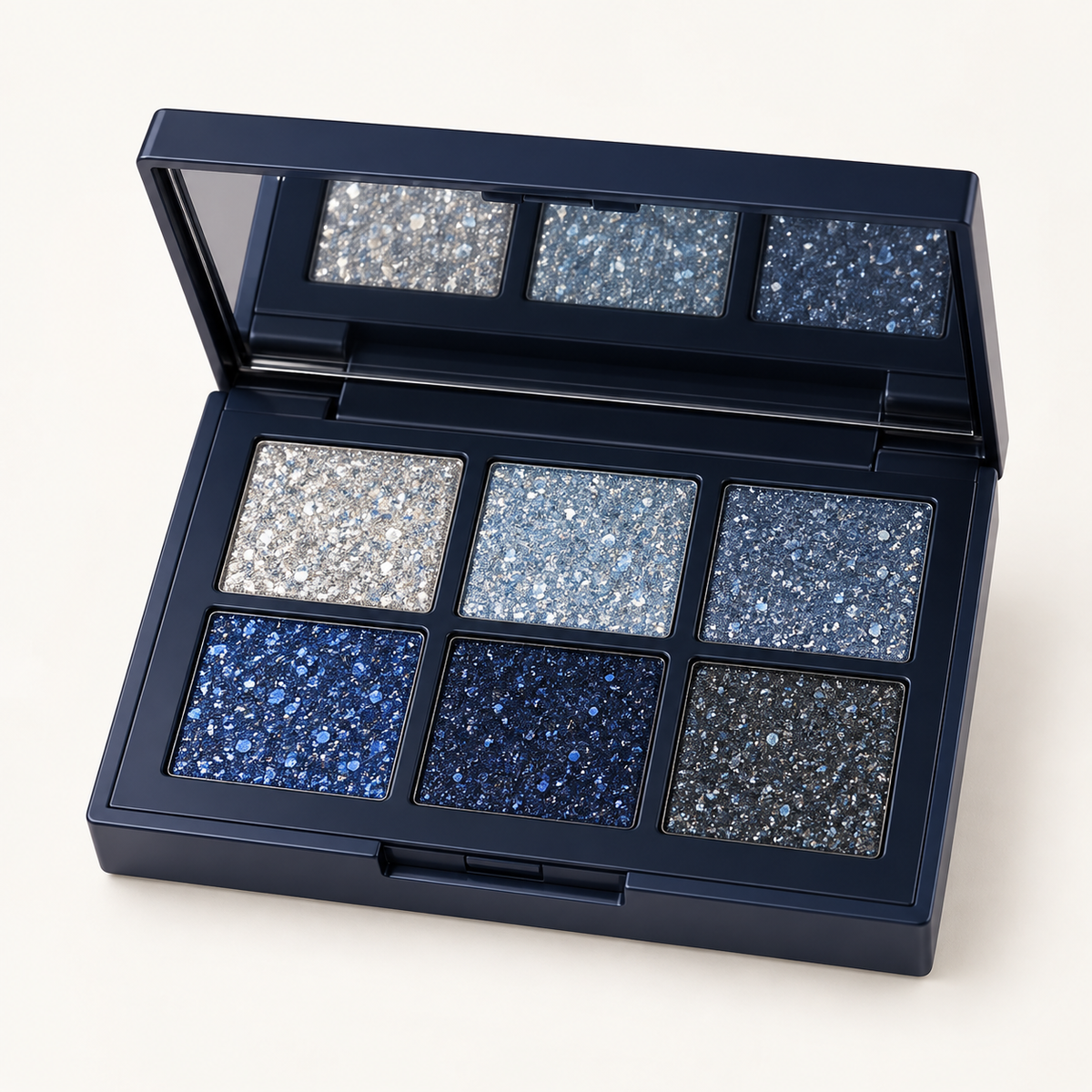 Rideinpocket 6-Shade Blue and Silver Shimmer Eyeshadow Palette – Cool-Toned Sparkle Makeup