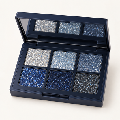 Rideinpocket 6-Shade Blue and Silver Shimmer Eyeshadow Palette – Cool-Toned Sparkle Makeup