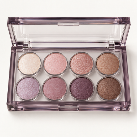 Rideinpocket 8-Shade Rose and Mauve Shimmer Eyeshadow Palette – Soft Pink, Champagne and Plum Tones