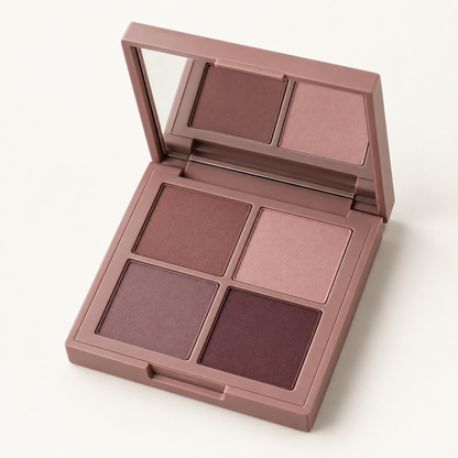 Rideinpocket 4-Shade Dusty Rose and Plum Matte Eyeshadow Palette – Soft Pink, Mauve and Deep Berry Tones