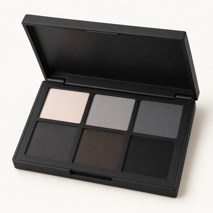 Rideinpocket 6-Shade Cool-Toned Matte Eyeshadow Palette – Ivory, Slate Gray and Charcoal Tones