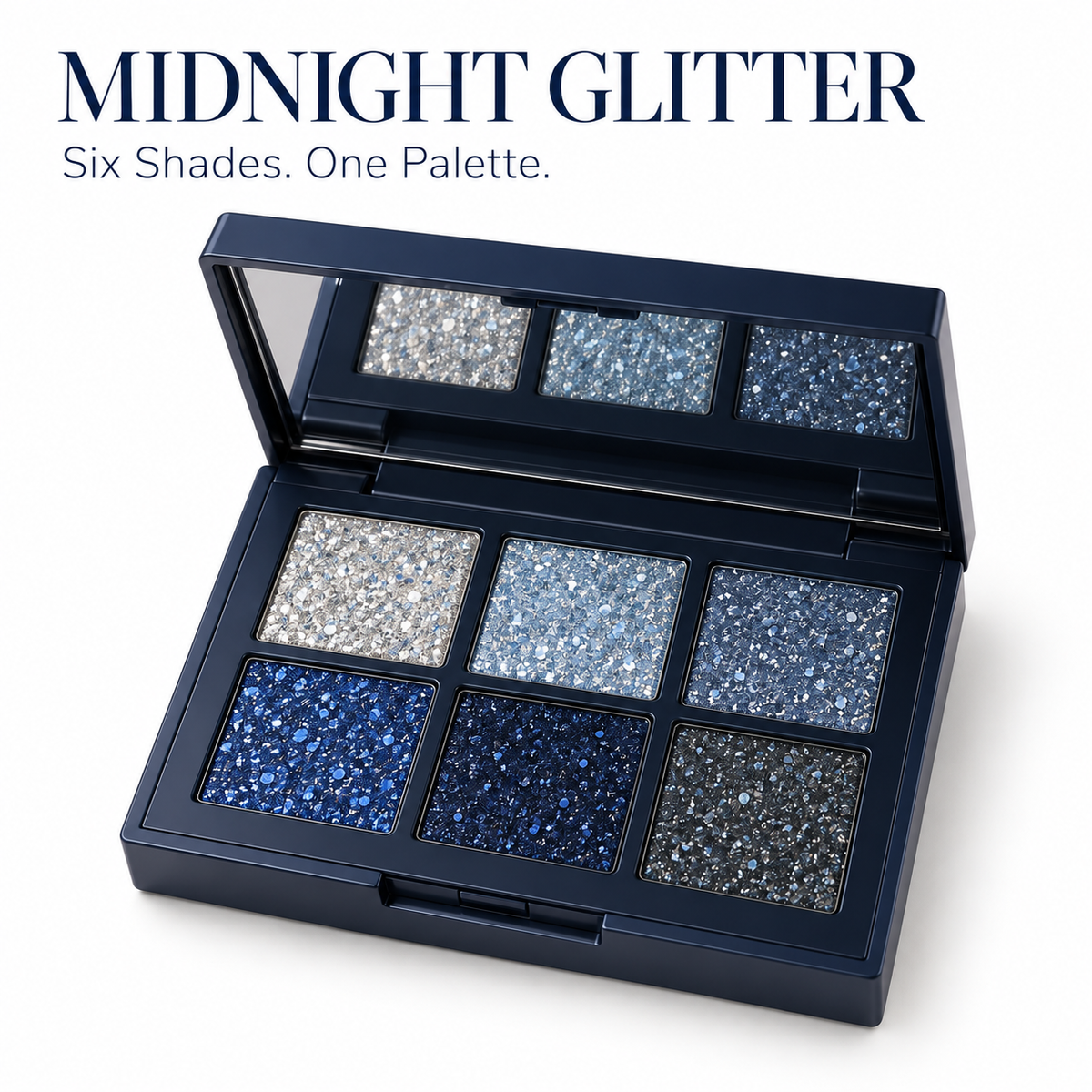 Rideinpocket 6-Shade Blue and Silver Shimmer Eyeshadow Palette – Cool-Toned Sparkle Makeup