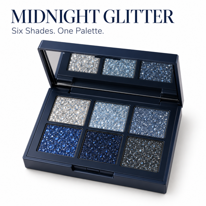 Rideinpocket 6-Shade Blue and Silver Shimmer Eyeshadow Palette – Cool-Toned Sparkle Makeup