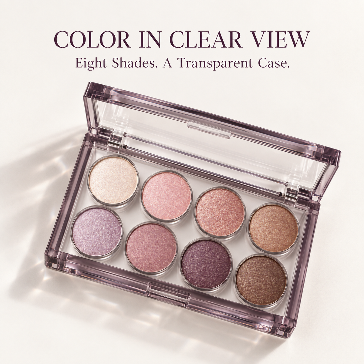 Rideinpocket 8-Shade Rose and Mauve Shimmer Eyeshadow Palette – Soft Pink, Champagne and Plum Tones