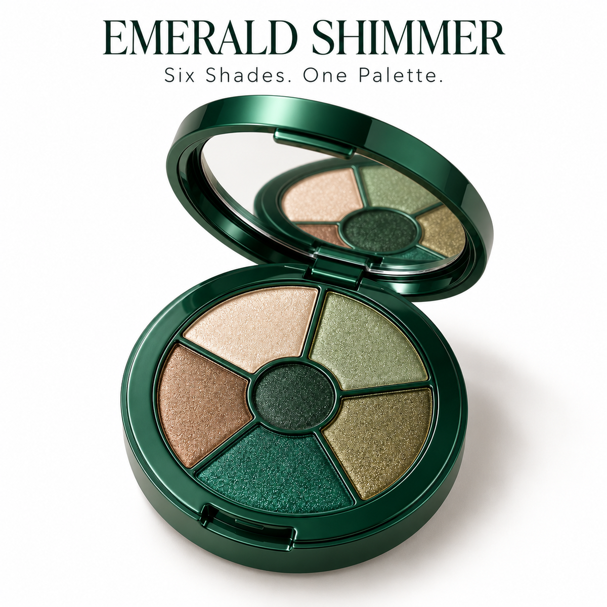 Rideinpocket 6-Shade Emerald Green Shimmer Eyeshadow Palette – Champagne Gold, Sage and Forest Green