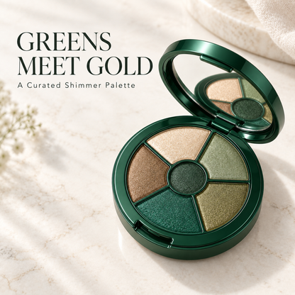 Rideinpocket 6-Shade Emerald Green Shimmer Eyeshadow Palette – Champagne Gold, Sage and Forest Green