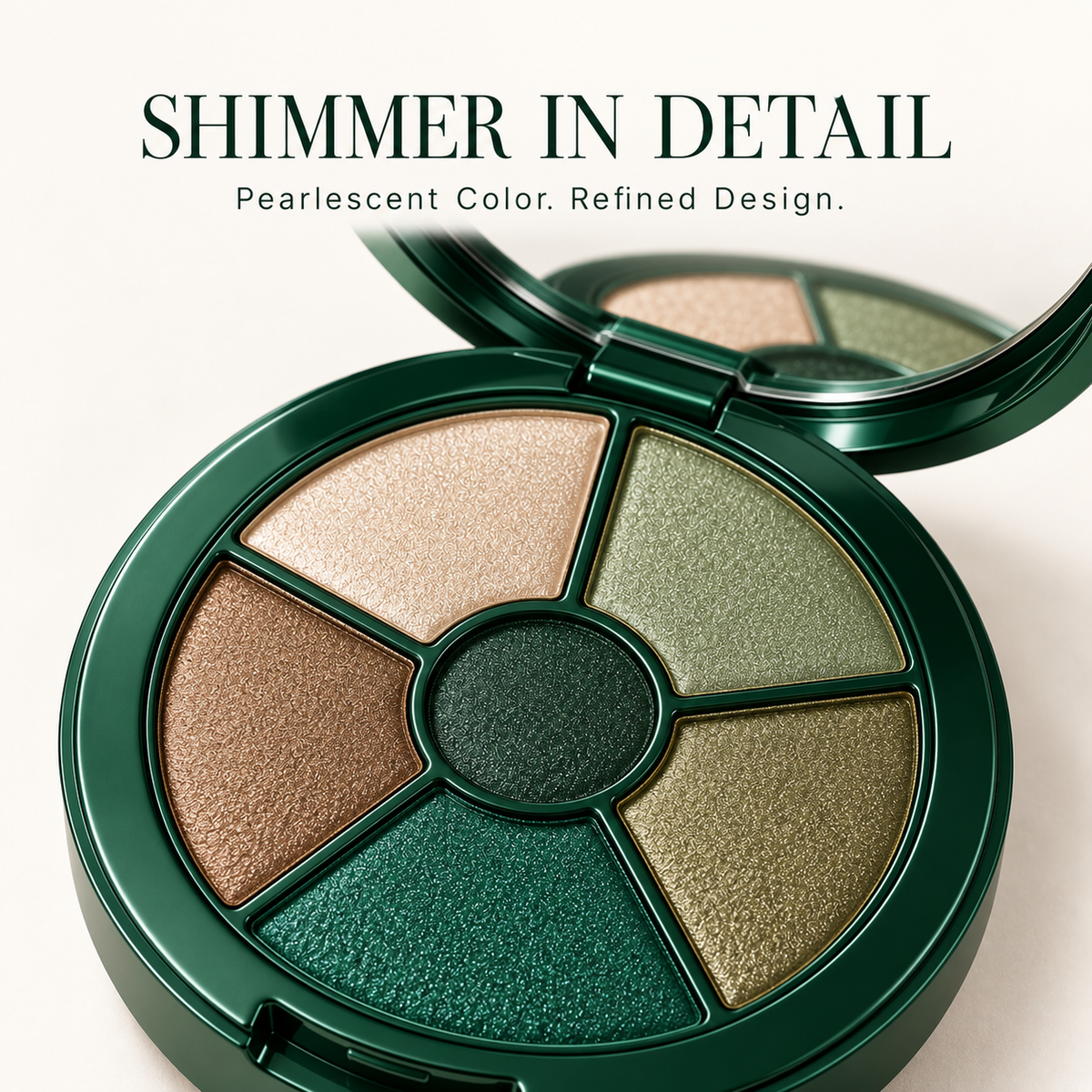 Rideinpocket 6-Shade Emerald Green Shimmer Eyeshadow Palette – Champagne Gold, Sage and Forest Green