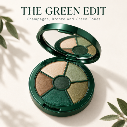 Rideinpocket 6-Shade Emerald Green Shimmer Eyeshadow Palette – Champagne Gold, Sage and Forest Green