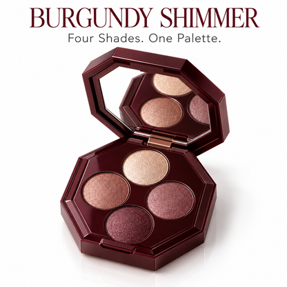 Rideinpocket 4-Shade Rose and Burgundy Shimmer Eyeshadow Palette – Champagne Pink, Rose Copper and Deep Berry