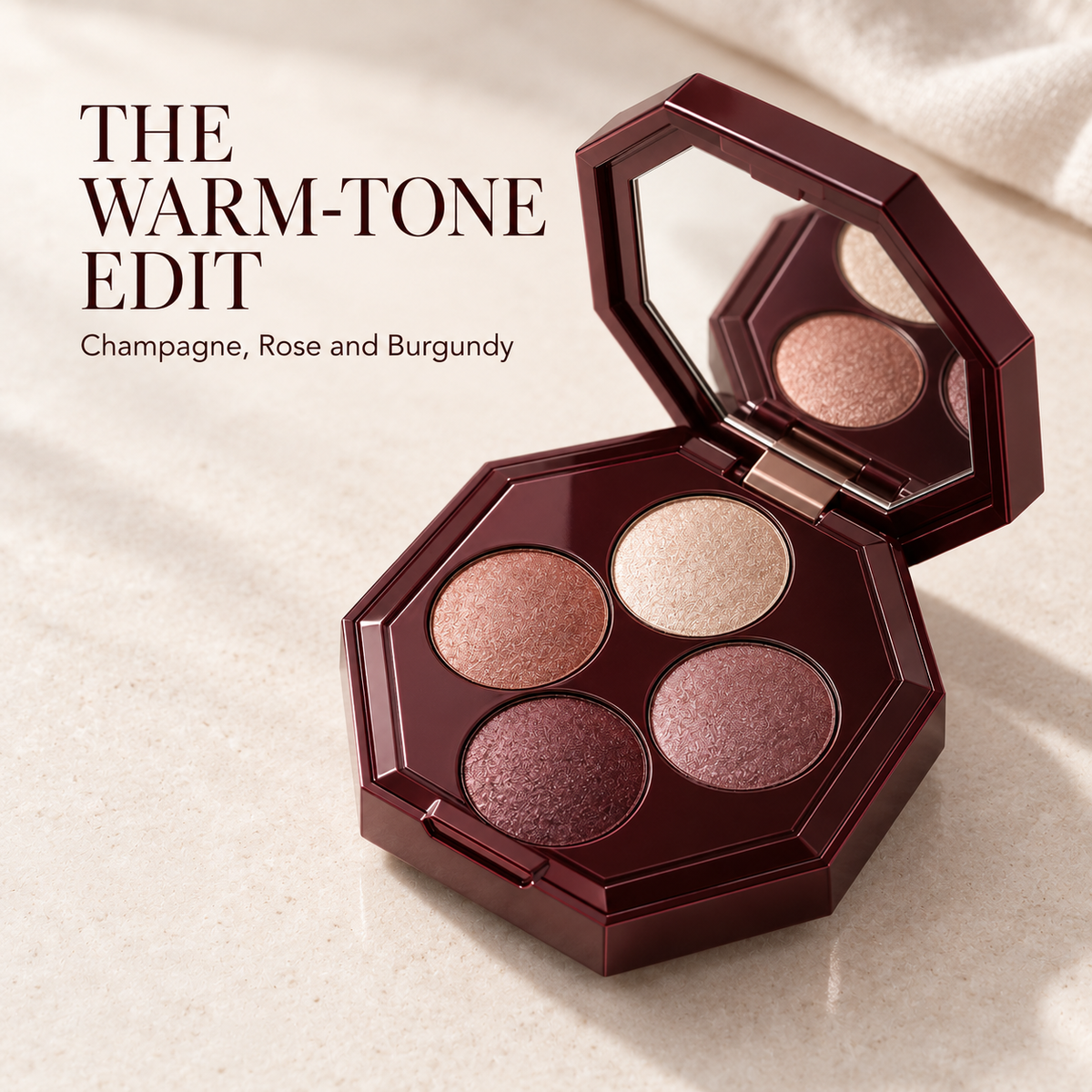 Rideinpocket 4-Shade Rose and Burgundy Shimmer Eyeshadow Palette – Champagne Pink, Rose Copper and Deep Berry