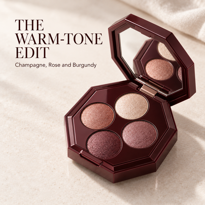 Rideinpocket 4-Shade Rose and Burgundy Shimmer Eyeshadow Palette – Champagne Pink, Rose Copper and Deep Berry