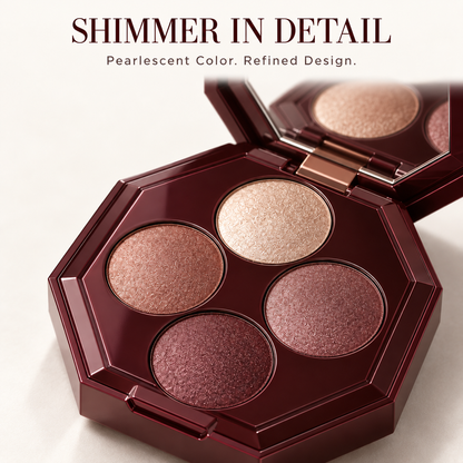 Rideinpocket 4-Shade Rose and Burgundy Shimmer Eyeshadow Palette – Champagne Pink, Rose Copper and Deep Berry
