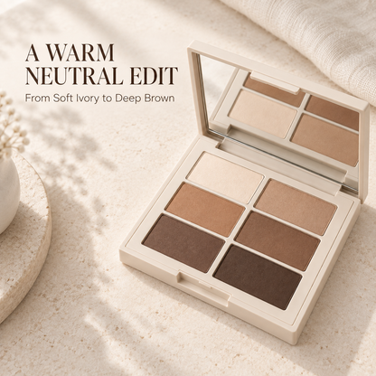 Rideinpocket 6-Shade Neutral Matte Eyeshadow Palette – Soft Beige, Warm Taupe and Deep Brown Tones