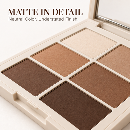 Rideinpocket 6-Shade Neutral Matte Eyeshadow Palette – Soft Beige, Warm Taupe and Deep Brown Tones