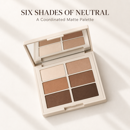Rideinpocket 6-Shade Neutral Matte Eyeshadow Palette – Soft Beige, Warm Taupe and Deep Brown Tones