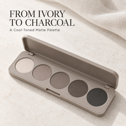 Rideinpocket 5-Shade Cool-Toned Matte Eyeshadow Palette – Ivory, Taupe and Charcoal Neutrals
