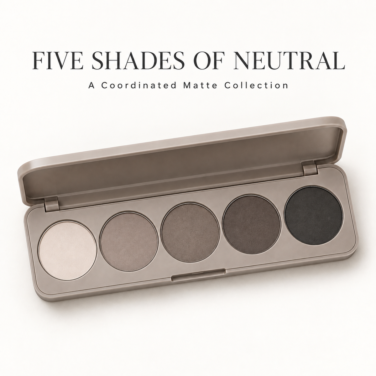 Rideinpocket 5-Shade Cool-Toned Matte Eyeshadow Palette – Ivory, Taupe and Charcoal Neutrals