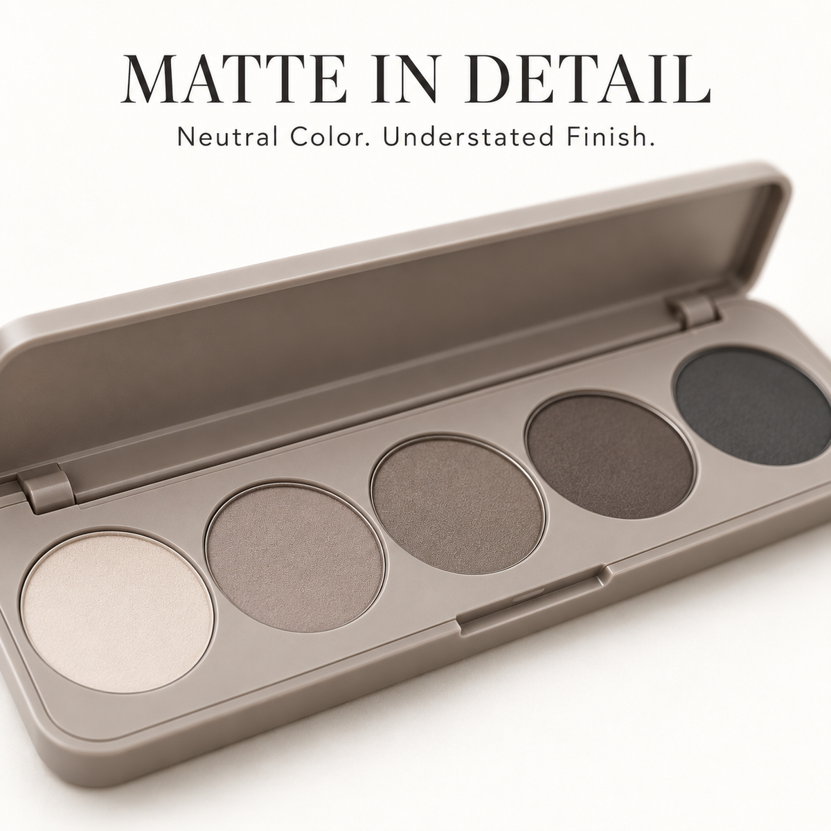 Rideinpocket 5-Shade Cool-Toned Matte Eyeshadow Palette – Ivory, Taupe and Charcoal Neutrals