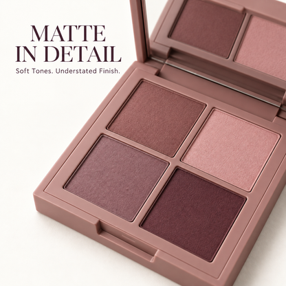 Rideinpocket 4-Shade Dusty Rose and Plum Matte Eyeshadow Palette – Soft Pink, Mauve and Deep Berry Tones