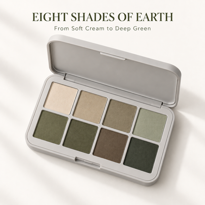Rideinpocket 8-Shade Earthy Green Matte Eyeshadow Palette – Sage, Olive and Neutral Brown Tones