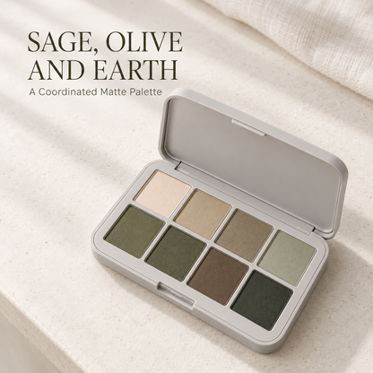 Rideinpocket 8-Shade Earthy Green Matte Eyeshadow Palette – Sage, Olive and Neutral Brown Tones
