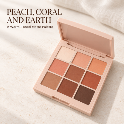 Rideinpocket 9-Shade Warm Neutral Matte Eyeshadow Palette – Peach, Terracotta and Cocoa Brown Tones