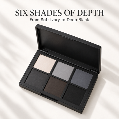 Rideinpocket 6-Shade Cool-Toned Matte Eyeshadow Palette – Ivory, Slate Gray and Charcoal Tones