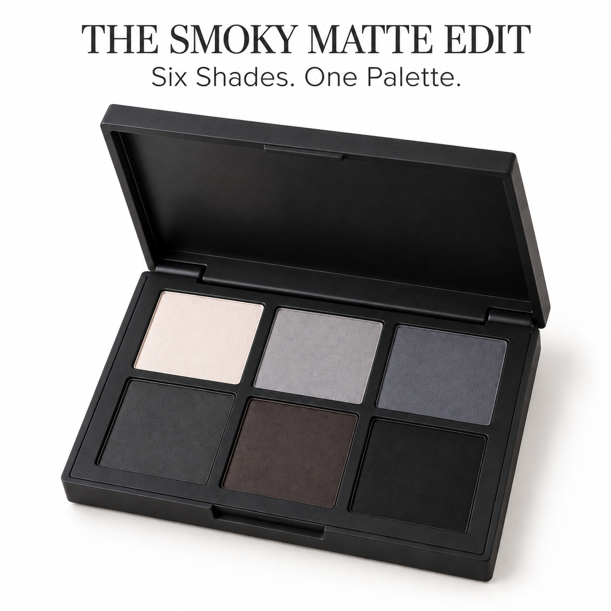 Rideinpocket 6-Shade Cool-Toned Matte Eyeshadow Palette – Ivory, Slate Gray and Charcoal Tones