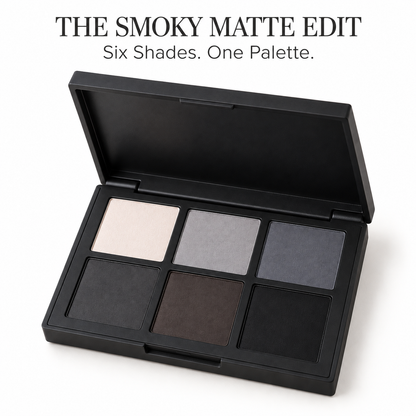 Rideinpocket 6-Shade Cool-Toned Matte Eyeshadow Palette – Ivory, Slate Gray and Charcoal Tones
