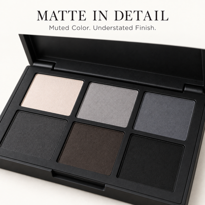 Rideinpocket 6-Shade Cool-Toned Matte Eyeshadow Palette – Ivory, Slate Gray and Charcoal Tones