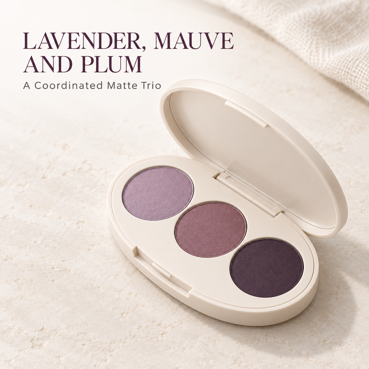 Rideinpocket 3-Shade Lavender and Plum Matte Eyeshadow Palette – Soft Lilac, Mauve and Deep Purple Tones