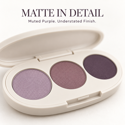 Rideinpocket 3-Shade Lavender and Plum Matte Eyeshadow Palette – Soft Lilac, Mauve and Deep Purple Tones