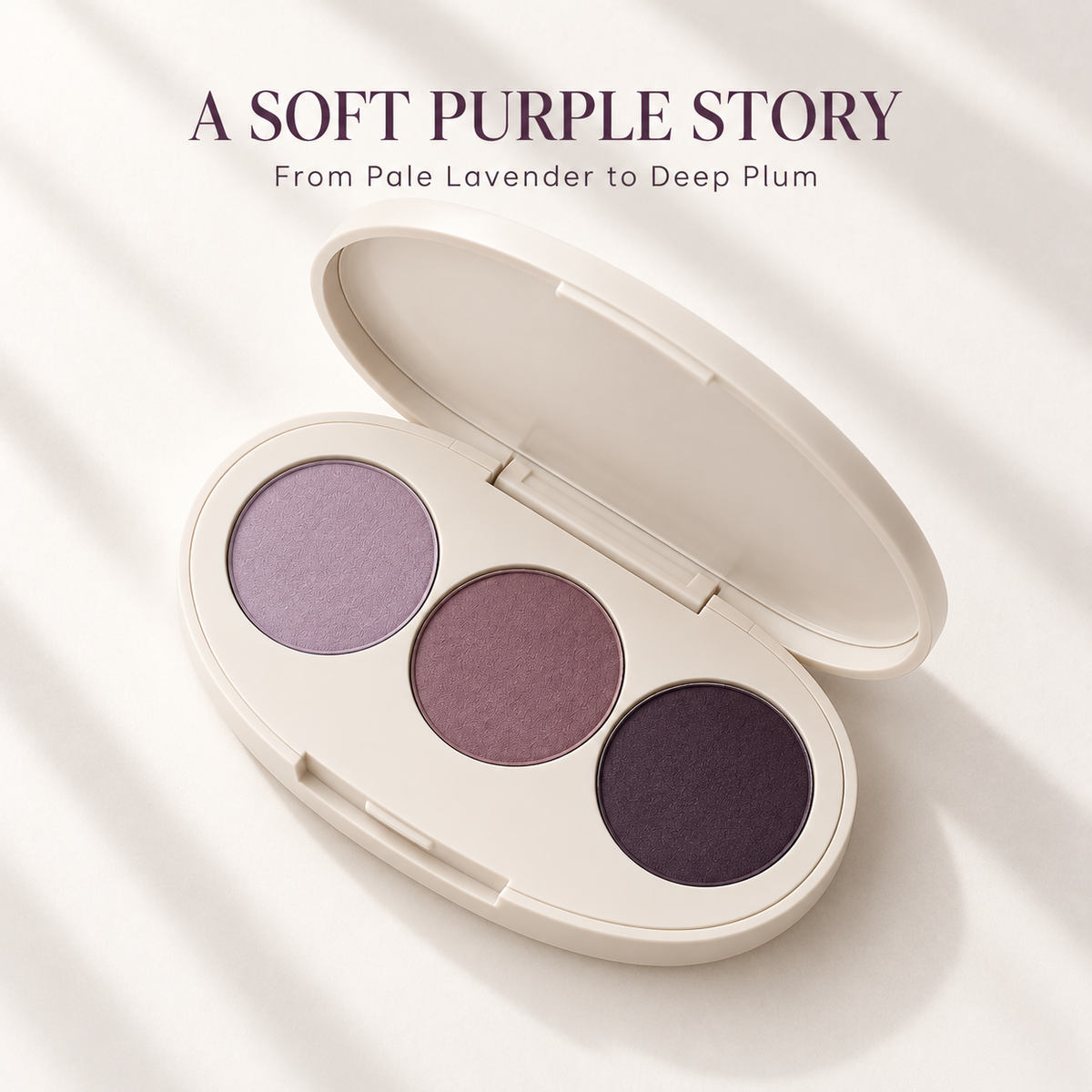 Rideinpocket 3-Shade Lavender and Plum Matte Eyeshadow Palette – Soft Lilac, Mauve and Deep Purple Tones
