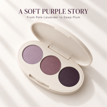 Rideinpocket 3-Shade Lavender and Plum Matte Eyeshadow Palette – Soft Lilac, Mauve and Deep Purple Tones