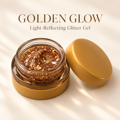Rideinpocket Amber Bronze Glitter Pot – Warm Gold and Copper-Tone Reflective Flakes in a Clear Jar