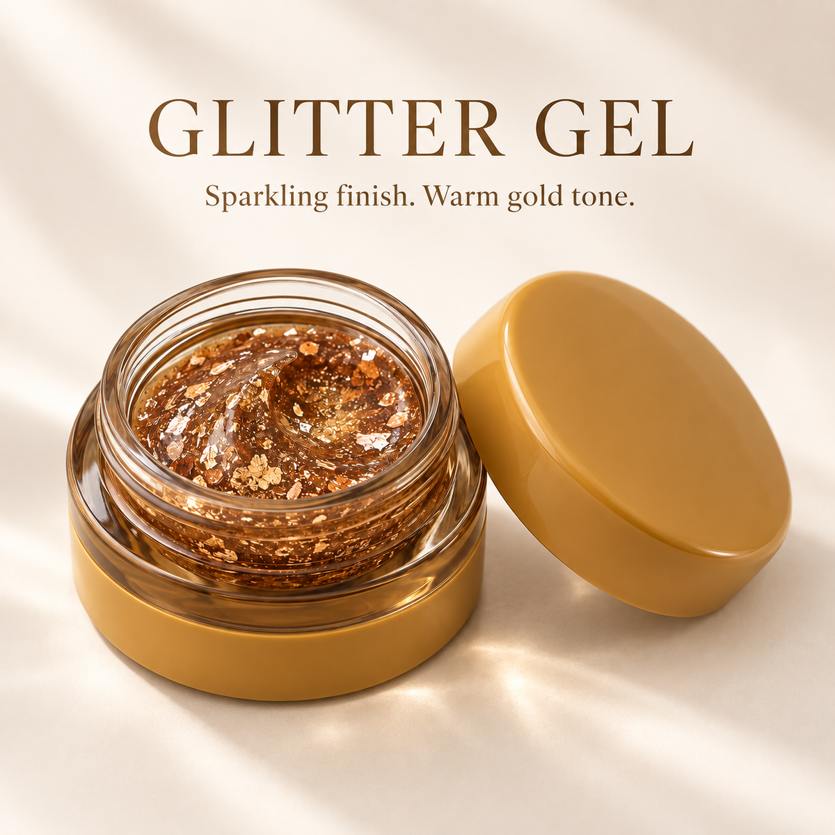 Rideinpocket Amber Bronze Glitter Pot – Warm Gold and Copper-Tone Reflective Flakes in a Clear Jar