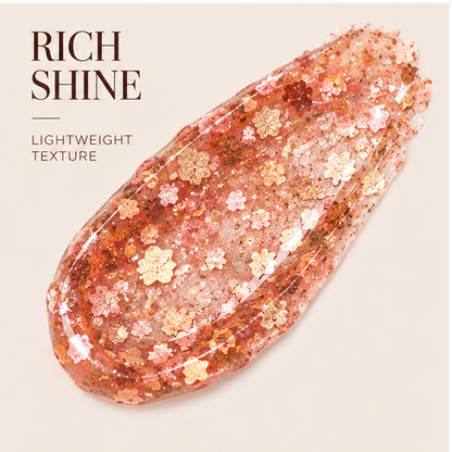 Rideinpocket Peach Rose Glitter Pot – Champagne and Rose-Gold-Tone Reflective Flakes in a Clear Jar