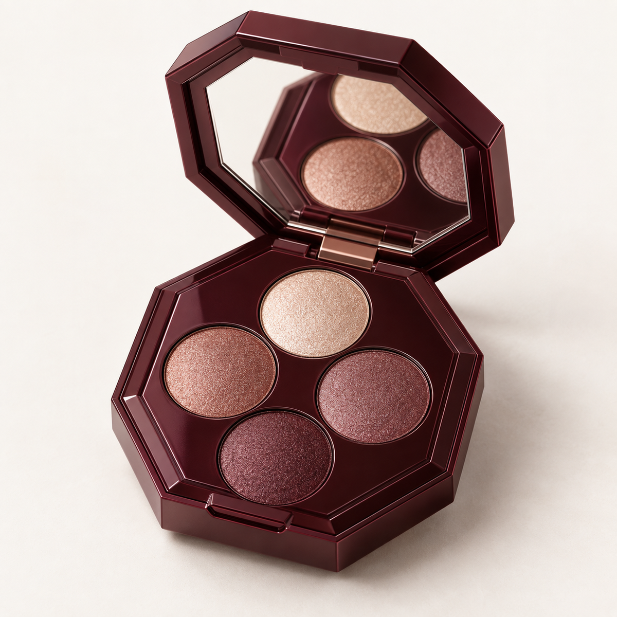 Rideinpocket 4-Shade Rose and Burgundy Shimmer Eyeshadow Palette – Champagne Pink, Rose Copper and Deep Berry