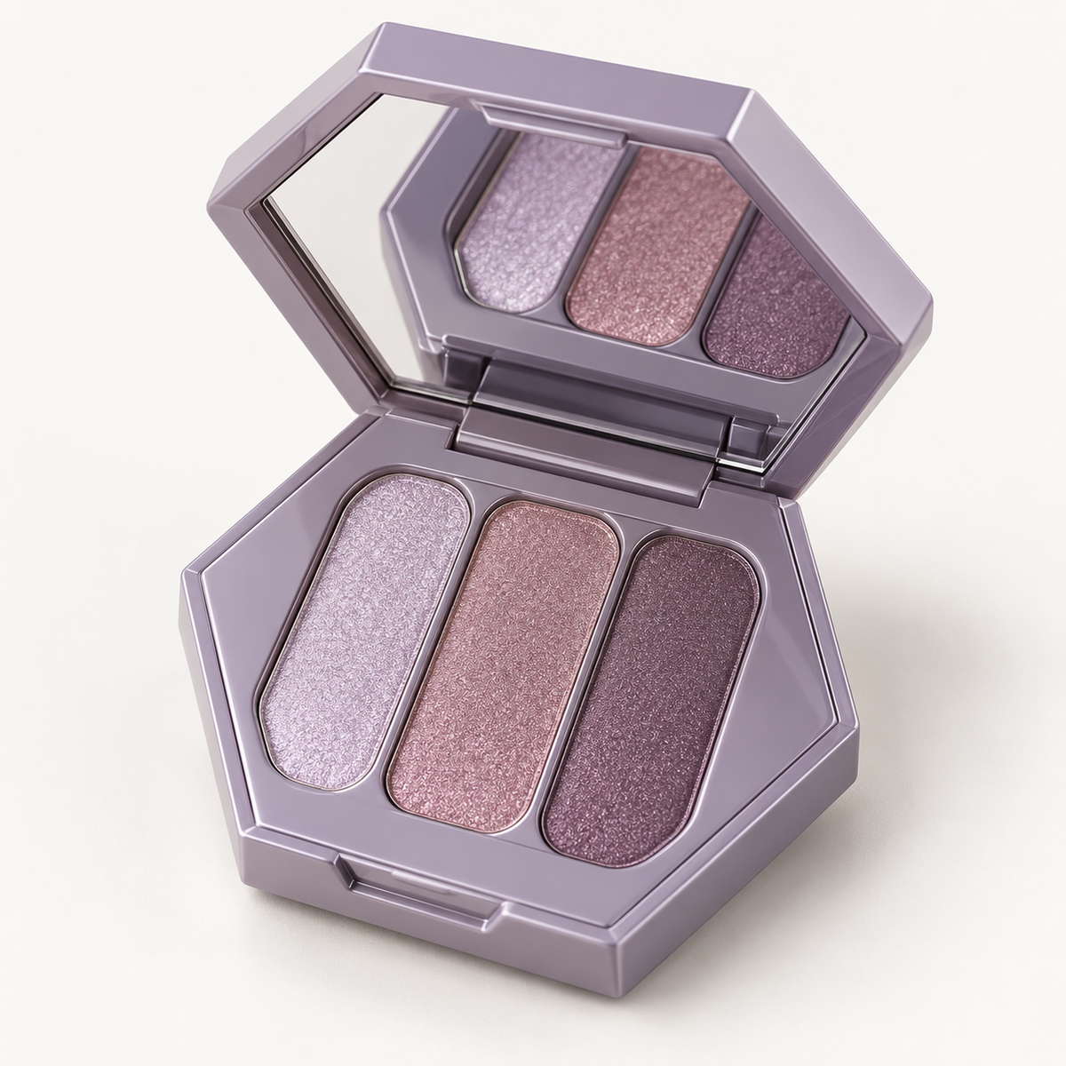 Rideinpocket 3-Shade Lilac and Mauve Shimmer Eyeshadow Palette – Soft Lavender, Rose and Plum Tones
