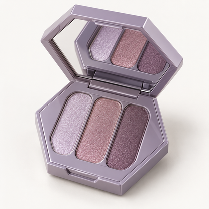 Rideinpocket 3-Shade Lilac and Mauve Shimmer Eyeshadow Palette – Soft Lavender, Rose and Plum Tones